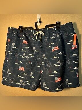 Magellan Fish Gear Men’s 3XL Boat Shorts Americana Flag 7” NWT